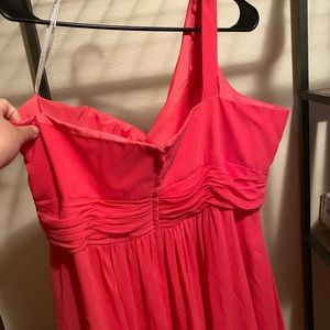 Floor length, one shoulder bridesmaid dress